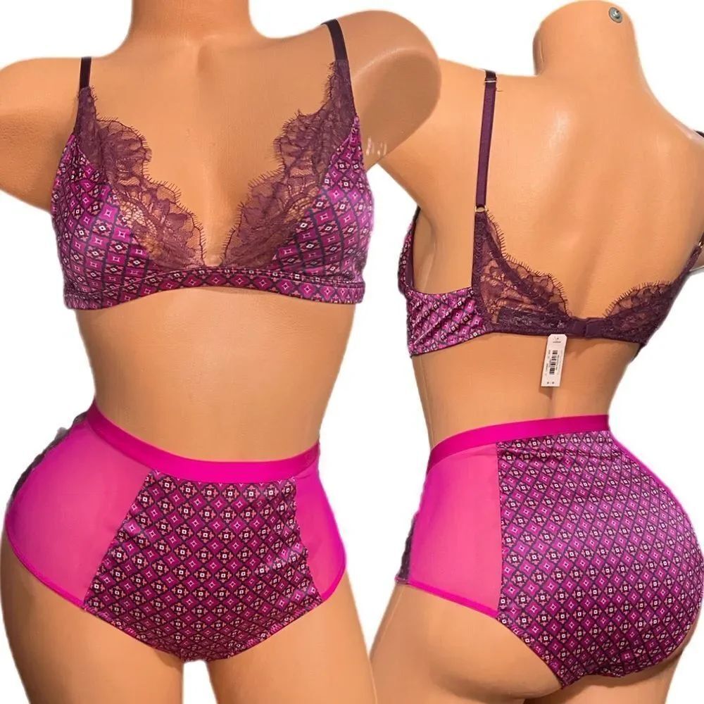 Victorias Secret FASHION SHOW Set Very Sexy Satin Unlined bralette Bra & Cheeky